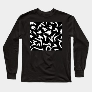 Black and White Retro 80's Eighties Abstract Scribble Long Sleeve T-Shirt